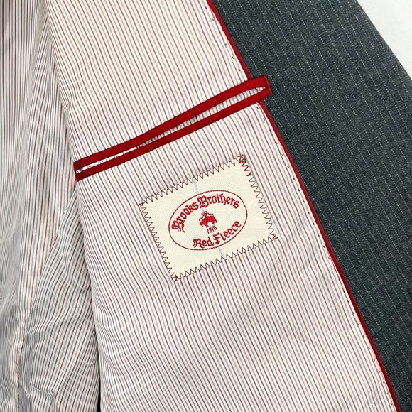 Brooks Brothers Red Fleece Gray Blazer Sport Coat Tollegno 1900 - Size 44L - Picture 4 of 10